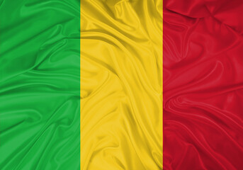 Mali national flag texture. Background for international concept. Simple waving flag.