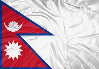 Nepal national flag texture. Background for international concept. Simple waving flag.