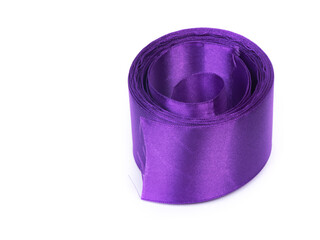Rolled violet satin ribbon
