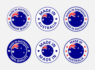 made in Australia labels set, made in Commonwealth of Australia product emblem