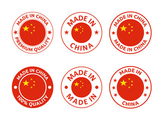 made in China labels set, Chinese product emblem