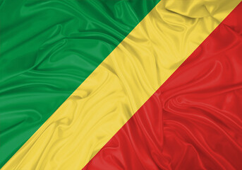 Republic Of The Congo national flag texture. Background for international concept. Simple waving flag.
