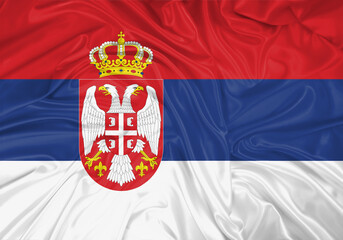 Serbia national flag texture. Background for international concept. Simple waving flag.