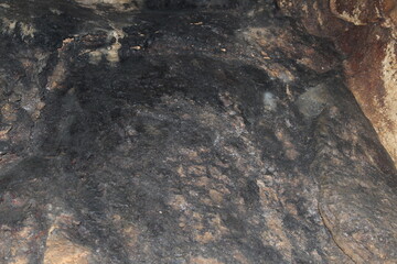 Crimea / Russia. red cave inside. Stalactites and stalagmites