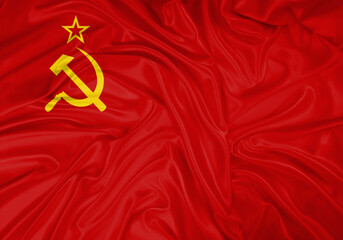 Soviet Union national flag texture. Background for international concept. Simple waving flag.