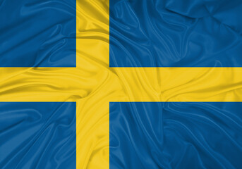 Sweden national flag texture. Background for international concept. Simple waving flag.