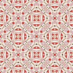 Creative color abstract geometric pattern in beige pink red gold, vector seamless, can be used for printing onto fabric, interior, design, textile, pillow, carpet, rug.