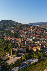 Panoramic view of the city of Sarajevo from the top of the hill. Bosnia and Herzegovina