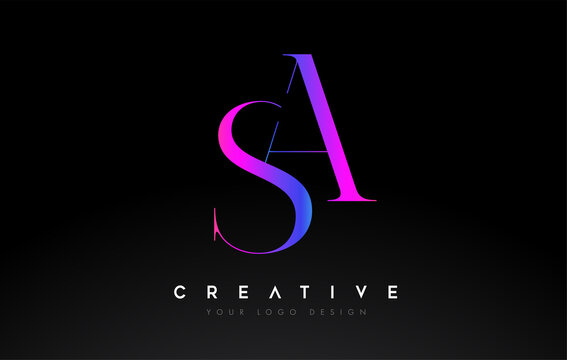 SA letter design logo logotype icon concept with serif font and classic elegant style look vector