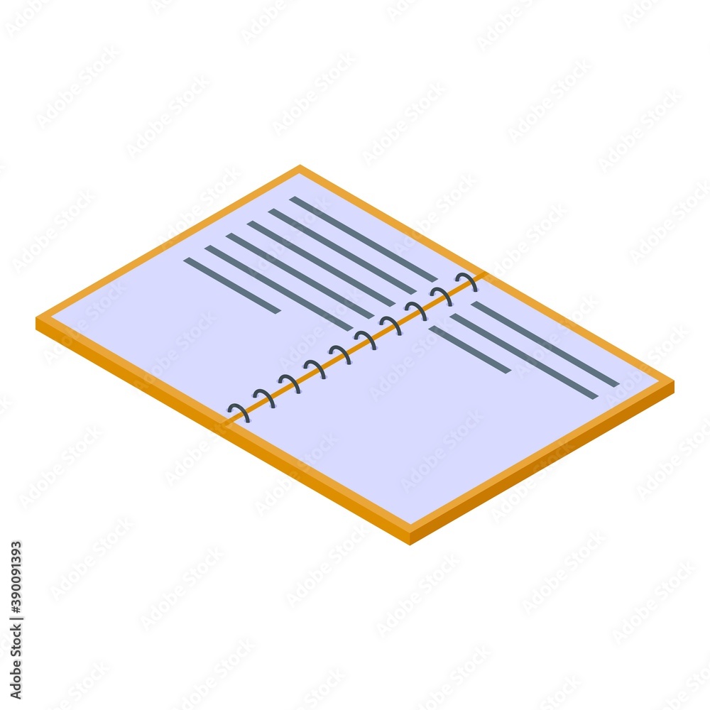Poster writing notebook icon. isometric of writing notebook vector icon for web design isolated on white ba