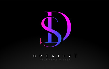 SD DS letter design logo logotype icon concept with serif font and classic elegant style look vector