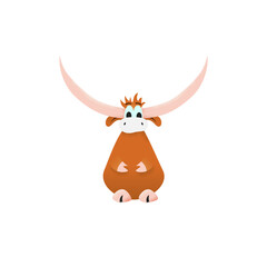 Happy New Year 2021 year of the ox. Cute Cartoon Bul, Zodiac sign for greetings card, flyers, invitation, posters, brochure, banners, calendar.