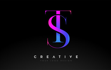 TS ST letter design logo logotype icon concept with serif font and classic elegant style look vector