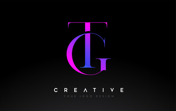 TG GT letter design logo logotype icon concept with serif font and classic elegant style look vector