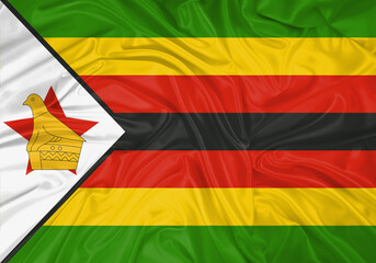 Zimbabwe national flag texture. Background for international concept. Simple waving flag.