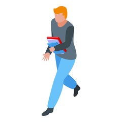 Student running icon. Isometric of student running vector icon for web design isolated on white background