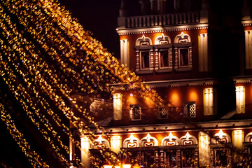 Obraz premium festive illumination of Moscow for Christmas. Image is out of focus. defocusing.