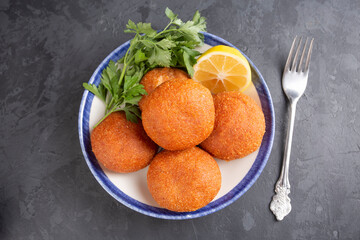 Traditional Turkish Food; Stuffed Meatballs, Turkish known as 