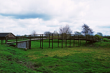 Fototapeta na wymiar landscape with wooden bridge