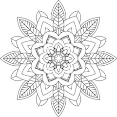 Easy Mandala coloring book simple and basic for beginners, seniors and children. Set of Mehndi flower pattern for Henna drawing and tattoo. Decoration in ethnic oriental, Indian style.