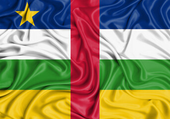 Central African Republic , national flag on fabric texture waving background.