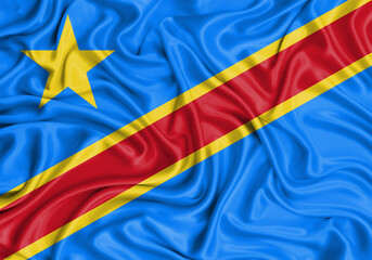 Congo , national flag on fabric texture waving background.