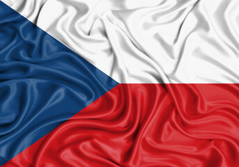 Czech Republic , national flag on fabric texture waving background.