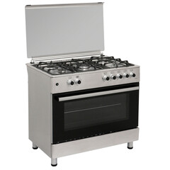 stainless steel stove gas cooker with oven isolated on white background