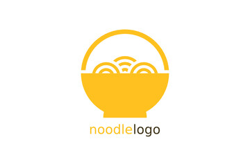 noodle and bowl logo design template, isolated on white background