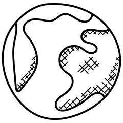
Spherical earth model, earth planet icon
