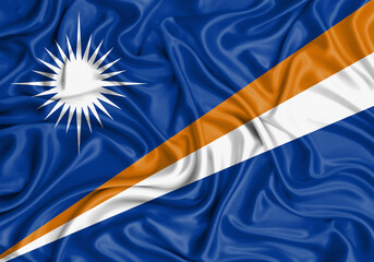 Marshall Islands , national flag on fabric texture waving background.