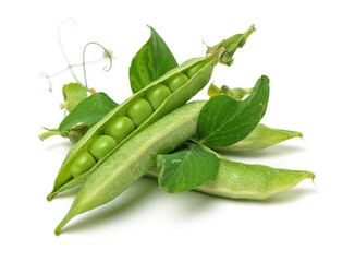 Fresh peas isolated on white background