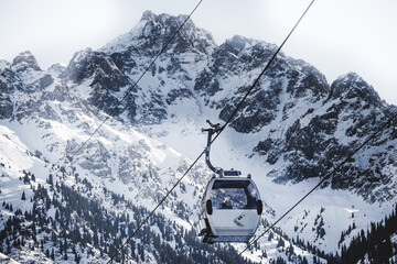 ski lift in the mountains