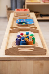 Montessori wood material for the learning of children at children school