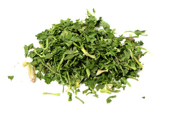 Heap of dry isolated coriander on white background
