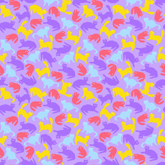 Seamless multicolored pattern with cats

