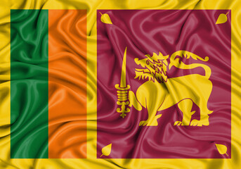 Sri Lanka , national flag on fabric texture waving background.