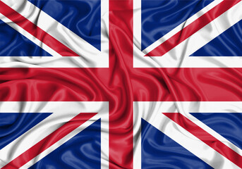 United Kingdom , national flag on fabric texture waving background.