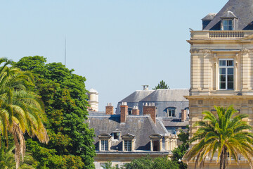 Luxembourg gardens and palace in Paris, France. Sunny summer day