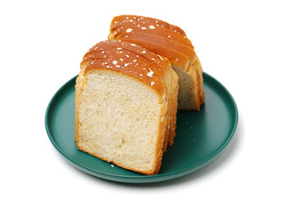 sliced bread on white background