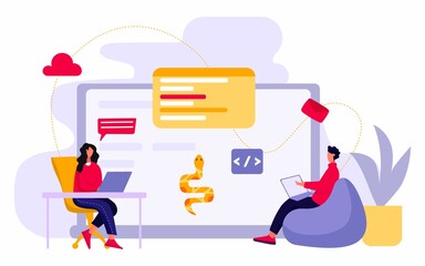Development. Code language sign. Programming coding and developing concept.