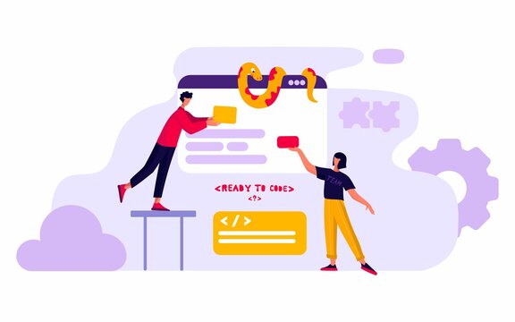 Development. Code language sign. Programming coding and developing concept.