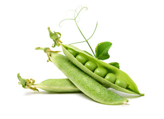 Fresh peas isolated on white background