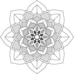 Easy Mandala coloring book simple and basic for beginners, seniors and children. Set of Mehndi flower pattern for Henna drawing and tattoo. Decoration in ethnic oriental, Indian style.