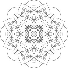 Easy Mandala coloring book simple and basic for beginners, seniors and children. Set of Mehndi flower pattern for Henna drawing and tattoo. Decoration in ethnic oriental, Indian style.