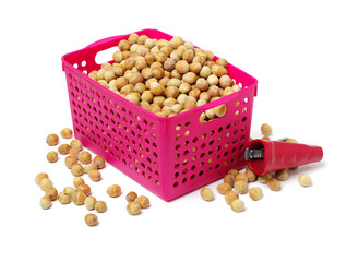 Hazelnuts on a white background