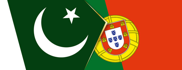 Pakistan and Portugal flags, two vector flags.