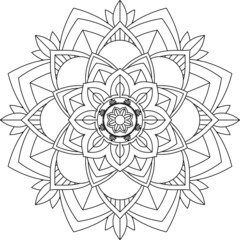 Easy Mandala coloring book simple and basic for beginners, seniors and children. Set of Mehndi flower pattern for Henna drawing and tattoo. Decoration in ethnic oriental, Indian style.