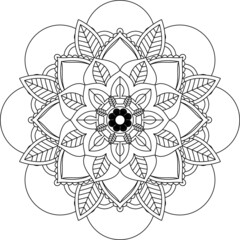 Easy Mandala coloring book simple and basic for beginners, seniors and children. Set of Mehndi flower pattern for Henna drawing and tattoo. Decoration in ethnic oriental, Indian style.