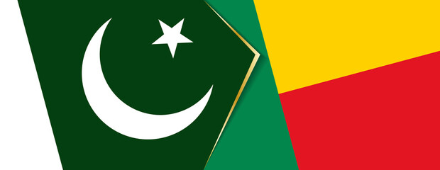 Pakistan and Benin flags, two vector flags.